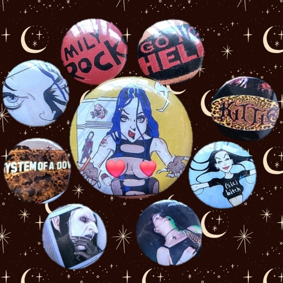 Set Of 8 Y2k Alt Rock Handmade Pin - Picture 1 of 1